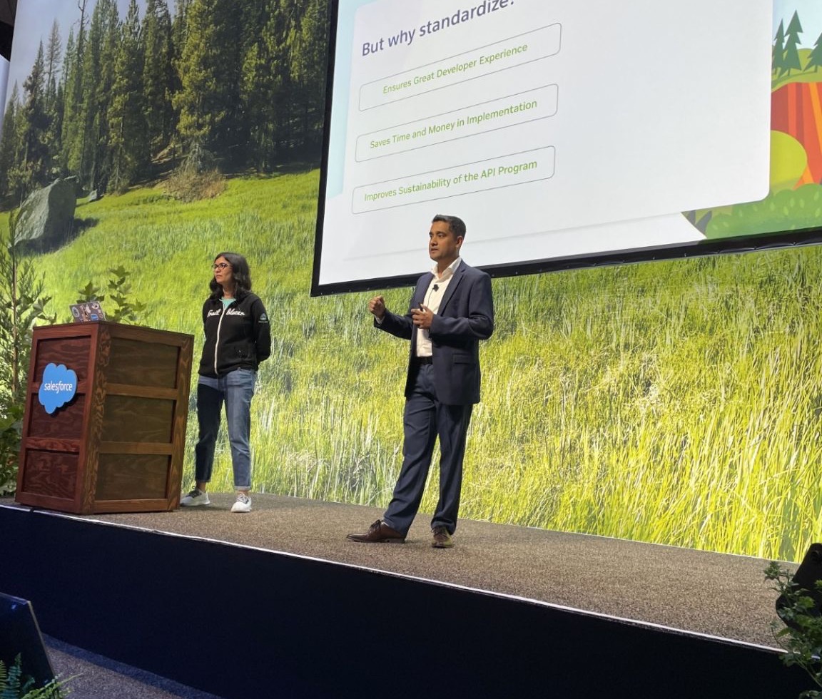 Anupam Chakraborty speaking on API governance at Dreamforce 2023